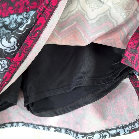 Tranquility Floral Lotus Striped Athletic Athleisure Sporty Skirt Skort Sz L - Picture 4 of 7